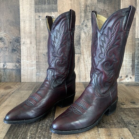 Dan Post 2112 R Black Cherry Western Cowboy Boots Mens 8.5 D - Picture 3 of 12